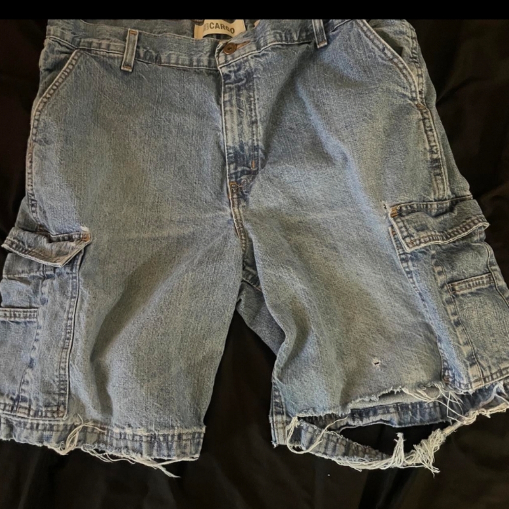Faded Glory Distressed Denim Cargo Shorts